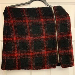 Plaid Skirt with Gold Zipper